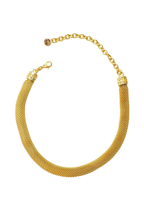 Colar Contemporânea de corrente de malha banhada no dourado