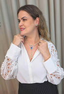 Colar Pérolas da Fé: Religioso com Nossa Senhora e Pérolas no Prata | Sahara Acessórios