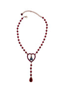 Colar Pérolas da Fé: Religioso com Nossa Senhora e Pérolas Vermelhas no Vintage | Bijuteria Fina