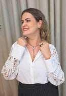 Colar Pérolas da Fé: Religioso com Nossa Senhora e Pérolas Rosê no Vintage | Peça Exclusiva