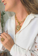 Maxi Colar Aisha: Pingente de Onça com Elos Banhados no Dourado | Bijuteria Artesanal