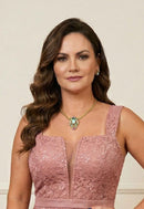 Colar Glaura: Com Pingente Oval de Pedras Coloridas e Venezianas no Dourado | Look de Festa