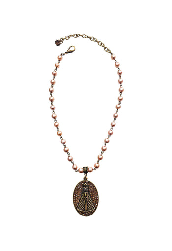 Colar Devoção ouro velho com pingente de Nossa Senhora Aparecida marrom banhado no vintage