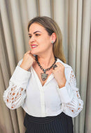 Maxi Colar Aisha com pingente de onça grafite