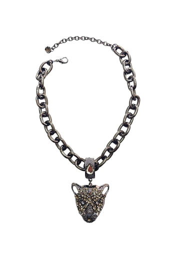 Maxi Colar Aisha com pingente de onça grafite