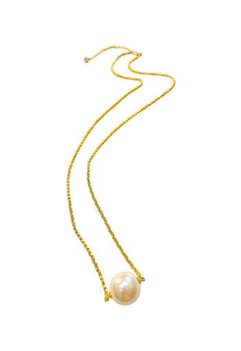 Colar Soberano: Estilo Longo de Veneziana e Maxi Pérola Banhado no Dourado | Estilo Atemporal