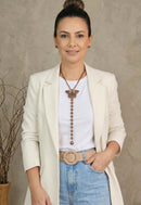 Colar Provença: Estilo Gravatinha com Pérolas e Borboleta Esmaltada no Vintage | Look By Sahara Acessórios