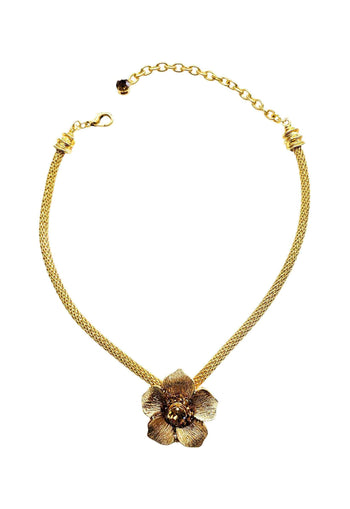 Colar Margarida de pingente de flor com corrente dourada