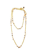 Colar Essencial Gold Rosê: Longuinho Delicado de Pérolas Rosê com Veneziana Dourada | Essencial para o Dia a Dia