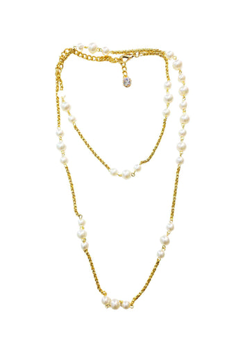 Colar Essencial Gold: Longuinho e Delicado de Pérolas com Veneziana Dourada | Essencial para o Dia a Dia