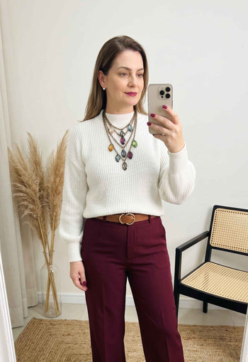 Colar Edilene com mix de correntes ouro velho e pedras coloridas