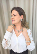 Colar Marli Silver: Clássico com Pingente Black Diamond e Venezianas no Prata | Escolha das Saharetes