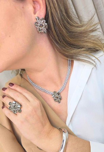 Colar Marli Silver: Clássico com Pingente Black Diamond e Venezianas no Prata | Escolha das Saharetes
