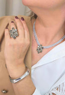 Colar Marli Silver: Clássico com Pingente Black Diamond e Venezianas no Prata | Escolha das Saharetes