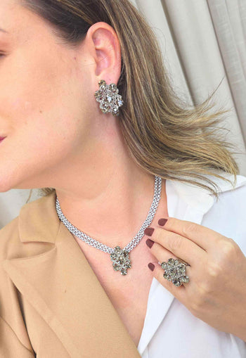 Colar Marli Silver: Clássico com Pingente Black Diamond e Venezianas no Prata | Escolha das Saharetes