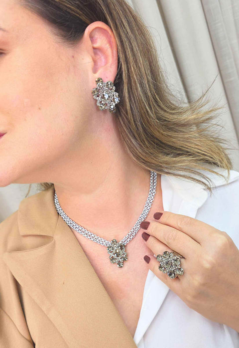 Colar Marli Silver: Clássico com Pingente Black Diamond e Venezianas no Prata | Escolha das Saharetes
