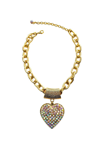 Colar Vip boreal com pingente de coração dourado e strass furta cor