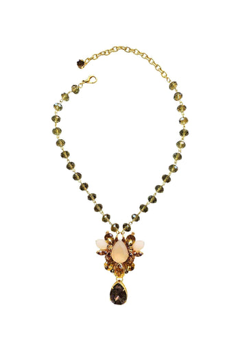 Colar Magda com pedras fendi e topaz banhado no dourado