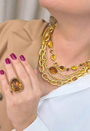 Colar Exclusividade Gold: com Pedras e Elos Banhados no Dourado | Bijuteria Artesanal