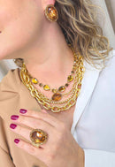 Colar Exclusividade Gold: com Pedras e Elos Banhados no Dourado | Bijuteria Artesanal