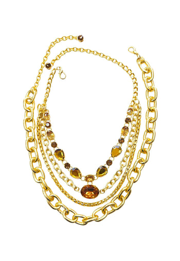 Colar Exclusividade Gold: com Pedras e Elos Banhados no Dourado | Bijuteria Artesanal