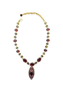 Colar Vinho: Luxuoso de Festa com Pedras Ametista e Cinza no Dourado | Look de Noite Inesquecível