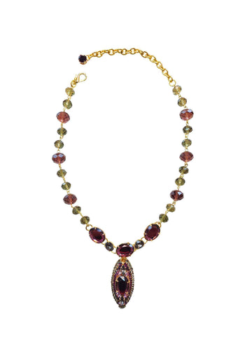 Colar Vinho: Luxuoso de Festa com Pedras Ametista e Cinza no Dourado | Look de Noite Inesquecível