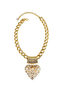 Colar Cleo Gold com pingente de coração de perolas e strass