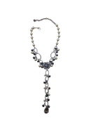 Colar Bolero: Floral Elegante com Pedras Grafite e Strass Hematite no Grafite | Look de Festa