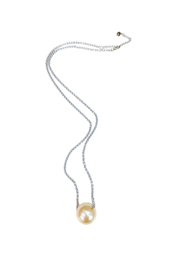 Colar Soberano Silver: Estilo Longo de Veneziana e Maxi Pérola Banhado no Prata