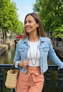 Colar Essencial Ônix: Estilo Longo Delicado de Bolinhas e Veneziana no Grafite | Essencial para o Dia a Dia