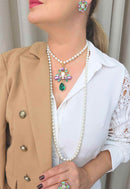 Colar Darci de Pérolas com Pingente de Pedras Coloridas Banhado Dourado | Sahara Acessórios