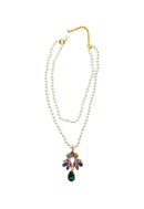 Colar Darci de Pérolas com Pingente de Pedras Coloridas Banhado Dourado | Sahara Acessórios