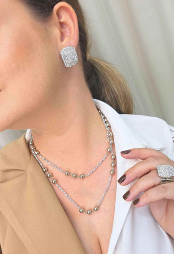 Colar Essencial Silver: Delicado de Bolinhas e Veneziana no Prata | Sahara Acessórios