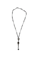 Colar Carisma estilo longuinho com pedras black diamond e hematite banhado no grafite