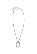 Colar Odila estilo longuinho com pingente oval de strass e veneziana grafite