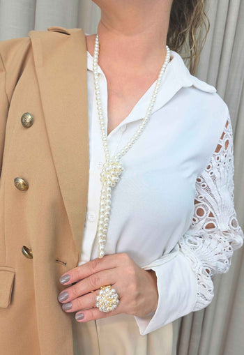 Colar Analu: Clássico de Pérolas Estilo Longo | Acessório Atemporal