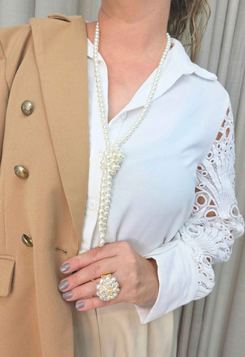 Colar Analu: Clássico de Pérolas Estilo Longo | Acessório Atemporal