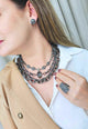 Colar Exclusividade onix com pedras black diamond e hematite e elos grafite