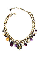 Colar Brenda ouro velho com pedras coloridas e perolas