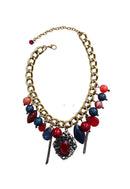 Maxi Colar Azul Vermelho Ouro Velho | Maxi Colar Joana