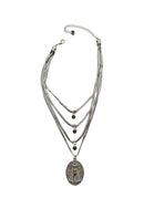 Colar Angelina de elos prata com pingente de Nossa Senhora Aparecida com strass black diamond