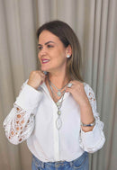 Colar Milão: Boho Chic com Mix de Correntes e Pingentes com Strass Cristal no Prata | Destaque no seu Look