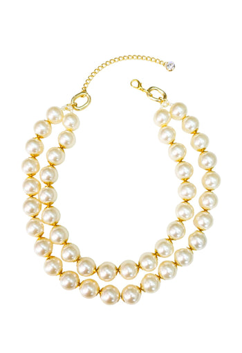 Maxi Colar Soberano: Clássico e Luxuoso de Pérolas com Detalhes no Dourado | Acessório de Luxo