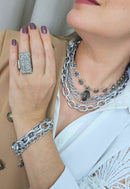 Colar Exclusividade silver com pedras black diamond e elos no prata
