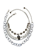 Colar Exclusividade silver com pedras black diamond e elos no prata