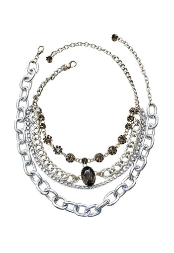 Colar Exclusividade silver com pedras black diamond e elos no prata