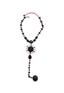 Colar Merida vintage com pedras e bolas pretas