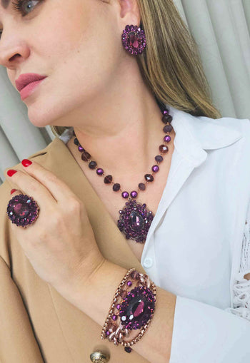 Colar Camarote ametista banhado no vintage