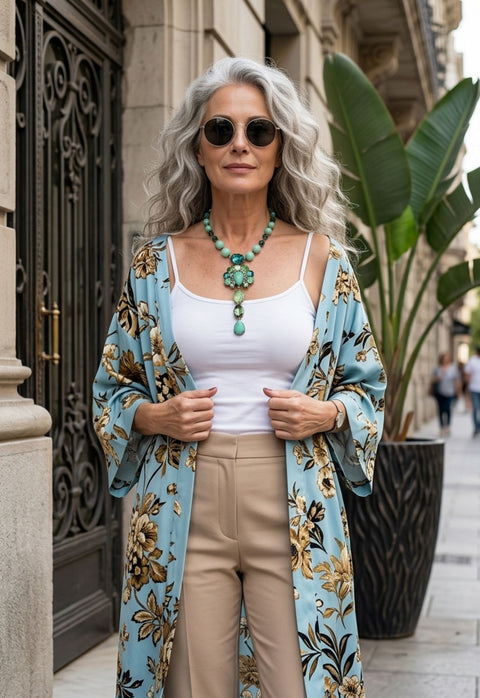Colar Izaura vintage de pingente e pedras verdes